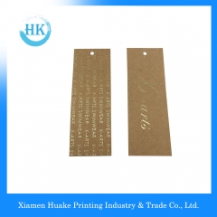 Huake Printing Etiqueta colgante de papel Kraft con estampado en caliente