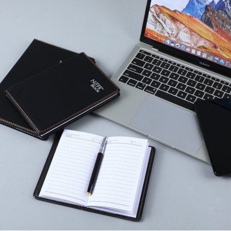 Black Notebook Paper Planner Pu Leather A5 Agenda Calendar Daily Plan Journal 