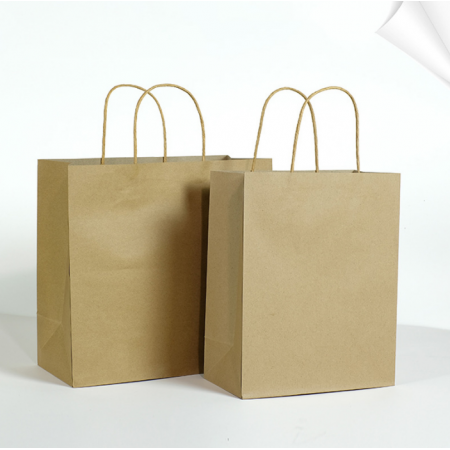 Wholesale White Kraft Paper Bags Food Shopping Gift Custom Logo Bag 