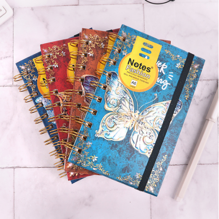 Cheap Bulk Spiral Notebooks Journal Diary For Girls UV Embossed Logo Butterfly 